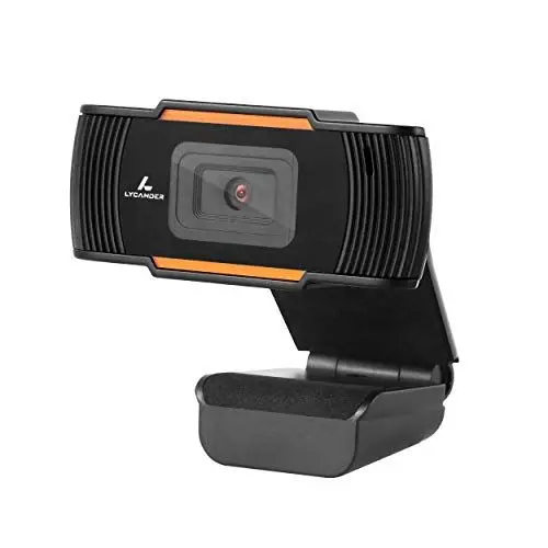 Produktbild: LYCANDER USB - Webcam mit Integriertem Mikrofon, 1080p Full HD, 30fps, Schwarz und Orange - Für Desktop, Laptop, Windows, Mac, Linux, Online-Meetings, Streaming, Video-Chats