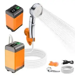 Produktbild: LYCEBELL Tragbare Outdoor Camping Dusche Mit 4800mAh Akku Outdoor Campingdusche, 12V Mobile Duschpumpe Aussendusche Mit Duschdüse und Schlauch Mit Stromversorgung Für Camping, Reisen und Gartenarbeit