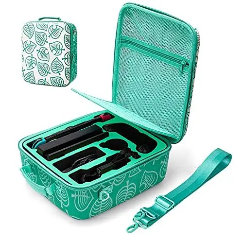 Produktbild: LYCEBELL Tragetasche Case für Nintendo Switch/Switch OLED, (New Leaf Crossing) Aufbewahrung Switch Konsole, Pro Controller, Joy Con Griffe, 21 Spielkarten und Switch Zubehör mit Schultergurt