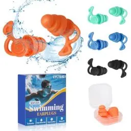 Produktbild: LYCTEIKI Schwimmen Ohrstöpsel für Erwachsene, 4 Paar Wasserdichte Wiederverwendbare Weich Silikon Ohrstöpsel, Ohrschutz für Ideal zum Surfen, Dusche,Tauchen, und Anderen (Schwarz+Blau+Orange+Grün)