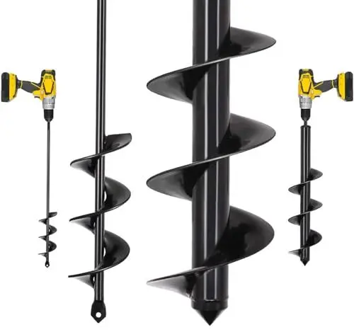 Produktbild: LYFETC Gartenbohrer Erdbohrer 4x42+9x40cm,Langen Griff Blumenzwiebelbohrer für Akkuschrauber,Erdbohrer für Bohrmaschine,Schwerlast Gartenbohrer zum Pflanzen,Garten Schnecken Spiralbohrer,Pflanzbohrer