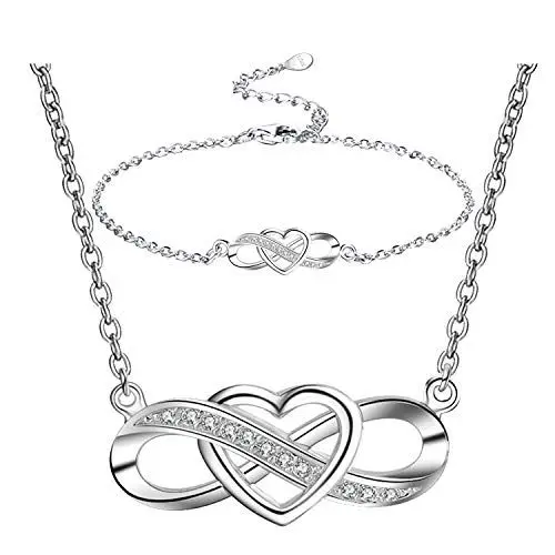 Produktbild: LYL.Adorer Schmuckset Silber 925 Damen,Halskette Armband Unendlichkeit Herz,Geschenke für Frauen