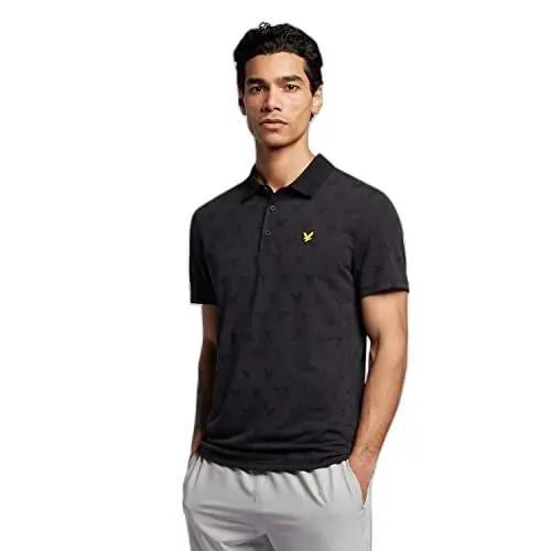 Produktbild: Lyle & Scott Herren Contrast Collar Golf Poloshirt - Tiefschwarz meliert - L