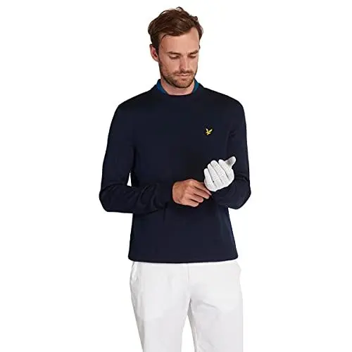 Produktbild: Lyle & Scott Herren Crew Neck Merinowolle Golf Pullover - Marine - L