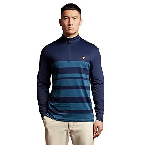 Produktbild: Lyle & Scott Herren Wide Streifen Golf Pullover - Marine/Aegean Blau - S