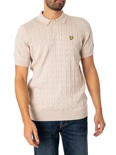 Produktbild: Lyle & Scott Herren Zopfstrick-Poloshirt, Beige, S