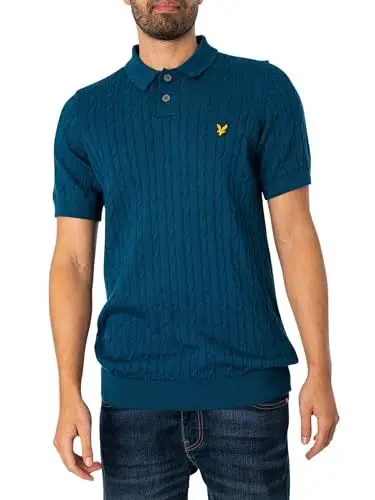 Produktbild: Lyle & Scott Herren Zopfstrick-Poloshirt, Blau, XXL