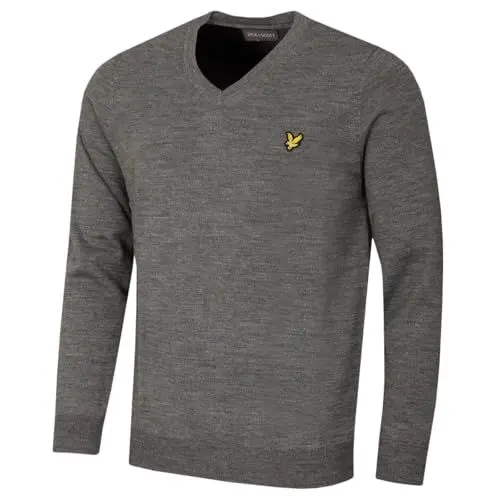 Produktbild: Lyle & Scott Herren Golf V Neck Pullover, T28 Mid Grey Marl, XXL