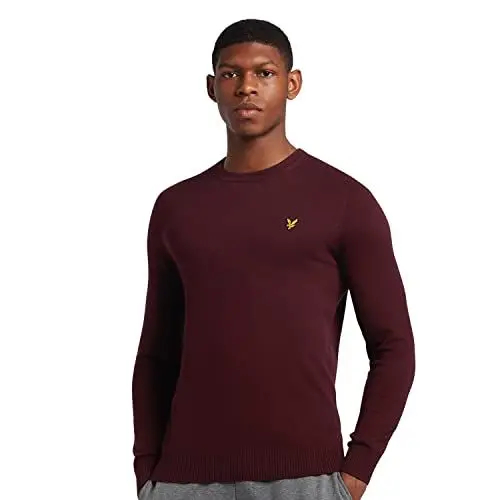 Produktbild: Lyle & Scott Strickpullover Herren mit C-Ausschnitt rot — EIN modischer klassischer Herren Pullover aus Einer Woll-Baumwollmischung für Wärme und Komfort, in den Größen XS-XXL