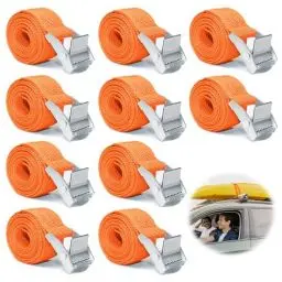 Produktbild: Lymshine Spanngurte Kurz 1m Orange - 10 Stück Spanngurt 1m, Zurrgurte mit Klemmschloss, Verstellbare Befestigungsgurt, Kleine Befestigungsriemen, Zurrgurt für Fahrradträger, Motorrad, Gepäckpakete…