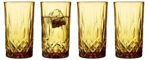 Produktbild: Lyngby Glas Sorrento Highball Glas, Longdrinkglas, 38 cl, 4 Stck., Amber