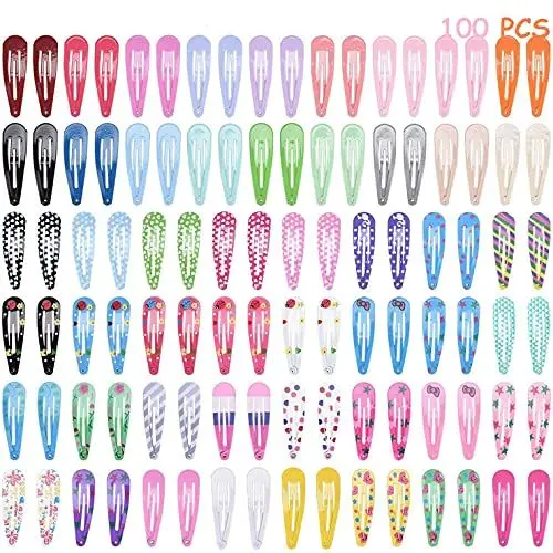 Produktbild: Lynlon 100 STK Mädchen (50 Farben) Haarspangen | Haarclips | Kinder Haarklammern | Spangen | Klammern, 25,4 x 14 x 3 cm