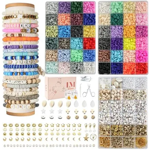 Produktbild: Perlen für Armbänder - 14000 Perlen Set zum Auffädeln für individuelle Schmuckdesigns - Umfangreiches Zubehör und vielfältige Gestaltungsmöglichkeiten
