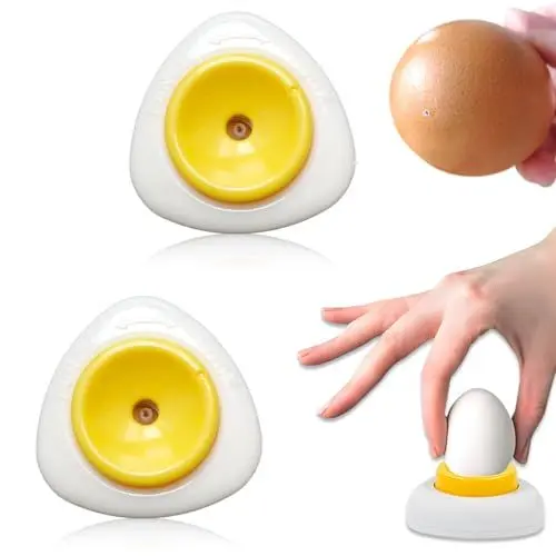 Produktbild: LYQNIHOB 2er Set Eierstecher aus ABS und Edelstahl mit Kunststoffgriff, ca, 5,5 cm - Halbautomatische Küchen- und Kochwerkzeuge zum pieksen von Eiern, mit Schloss-Funktion und süßer Hühner-Motivierung