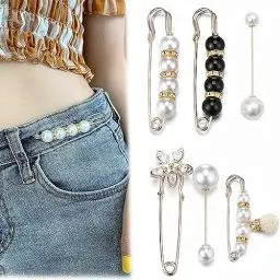 Produktbild: LYQNIHOB 6 Damen Broschen - Sicherheitsnadeln mit Perlen und Strass verziert - als Clip für Pullover, Schals, Strickjacken und Kleidungsstücke - stilvolles Accessoire für Damen und Mädchen