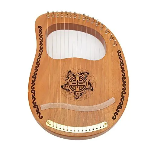 Produktbild: Lyra Harp, 16-saitige Harfe Tragbares Holz-Lyra Harp Mahagoni Holz Saiteninstrument mit Tragetasche, Stimmschlüssel, spezielles konkaves Design für Anfänger Instrumentenliebhaber