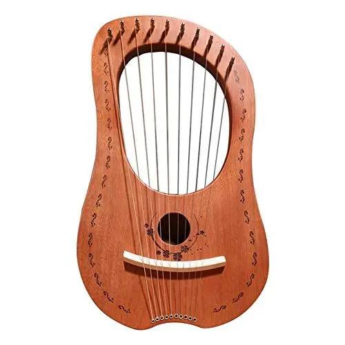 Produktbild: Lyre Harfe, 10 Metallsaiten Knochen Sattel Mahagoni 10-Saiter Lyre Harp Für Instrumentenliebhaber