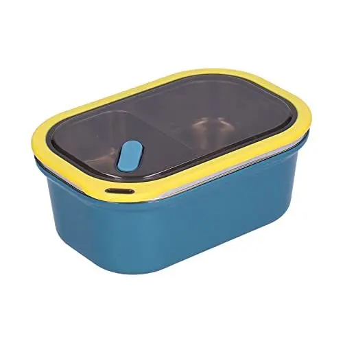 Produktbild: lyrlody 1.2L Lunchbox mit 2 Fächern und Edelstahlbesteck 2-lagige -Box Tragbare Luftdichte Lunchbox für Erwachsene und Kinder 20 X 14 X 8 cm(Blau)