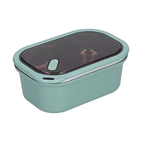 Produktbild: lyrlody 1,2 L Thermo-Lunchbox mit 2 Fächern und Edelstahlbesteck 2-lagige -Box Tragbare Luftdichte Lunchbox für Erwachsene und Kinder 20 X 14 X 8 cm(Grün)