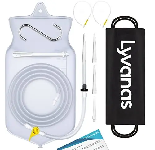 Produktbild: Lyvanas Einlauf Set Zur Darmreinigung (BPA- Und Phthalatfrei) - 2 Liter Klistier Set In Vollausstattung Für Alle Einläufe - Premium Reise Irrigator Set