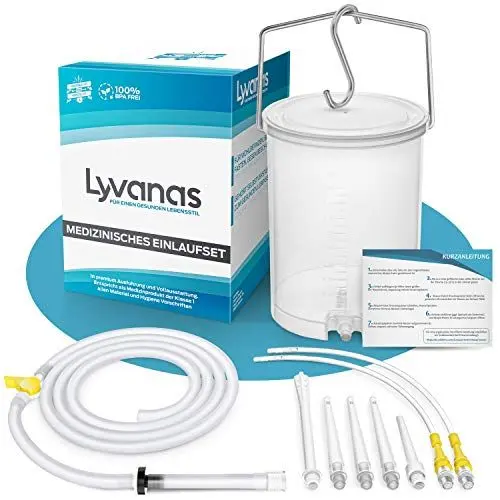 Produktbild: Lyvanas Einlaufset für Darmeinlauf (2 Liter) - einfach & angenehm - Irrigator zur Darmreinigung in Vollausstattung - Einlauf Set sicher & hygienisch