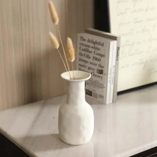 Produktbild: Lywins Weiße Keramikvase 1er-Set Doppelberg vasen für Moderne Wabi-Sabi Nordic Minimalismus-Stil Dekoration -vasen für Wohnzimmer, Hochzeit, Abendessen Tisch, Party, Büro und Schlafzimmer