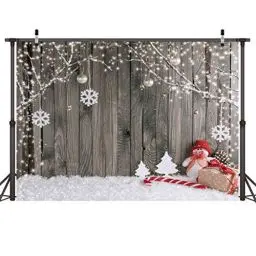 Produktbild: LYWYGG 7X5FT Frohe Weihnachten Weihnachten Hintergrund Schnee Boden Foto Hintergründe Holzwand Fotografie Kulissen für Kind CP-70