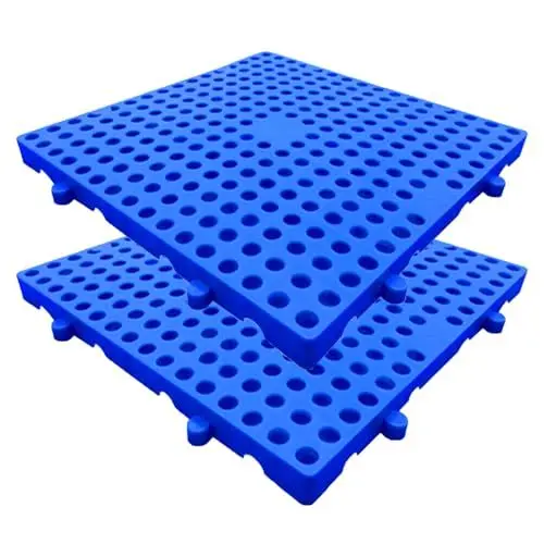 Produktbild: LYXXW Belüftete Kunststoffpaletten, 4 Stück, Leichte, Atmungsaktive Gitterbodenpaletten, Spleißbare, wasserdichte, Verschleißfeste HDPE Lagerunterlage für Supermarktkeller,50x50x3cm