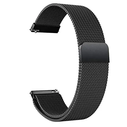 Produktbild: LYYLTX Edelstahl Mesh Uhrenarmband Metall Ersatz Armband Magnetverschluss Smartwatch Schnellverschluss Watch Uhren Ersatzband Für Damen Herren 14mm 16mm18mm 20mm 22mm 24mm (22mm,Schwarz)