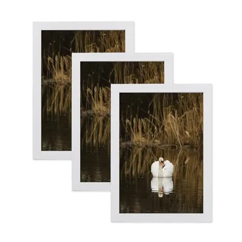 Produktbild: LYYYYX Bilderrahmen A5-15x21cm Weiss Foto Rahmen Collage Wanddeko Poster Photo Acrylglas Rahmen Holz-MDF für Fotos, Puzzles 3er Set