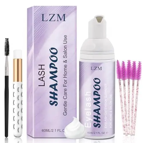 Produktbild: LZM Wimpernshampoo für Wimpernverlängerung Wimpern shampoo 60ML+Reinigungsbürste+Lash shampoo set Lash Extensions Shampoo