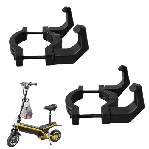 Produktbild: LZYDKH 2 Stück Elektroroller Haken, Fronthaken Doppelhakendesign E Scooter Zubehör Multifunktionshaken Kompatibel E Roller Aufhänger für Motorräder Elektroautos(Schwarz)