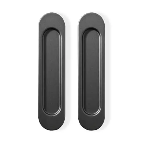 Produktbild: LZYDKH 2 Stück Selbstklebende Ovale Schiebetürgriffe, Stanzfreier Griff 14.8 CM Türgriffe Küche Griffmuschel Schiebetür Griffmulde Aluminiumlegierung für Schränke Fenster(Gray)