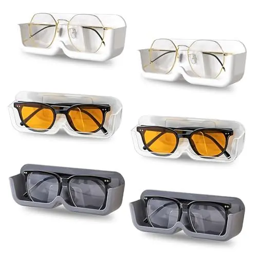 Produktbild: LZYDKH 6 Stück Brillenhalter Wand, Brillenablage Selbstklebend Sonnenbrillen Aufbewahrung Brillen Organizer Hängend Brillenständer zum Aufhängen Brille(Grau, Transparent, Weiß)