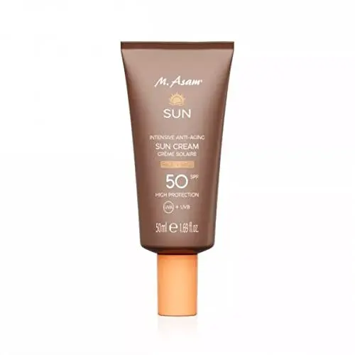 Produktbild: M. Asam SUN Intensive Anti-Aging Sonnencreme Gesicht LSF 50 (50 ml) – Gesichtscreme mit sofortigem Schutz vor UVA- & UVB-Strahlung, beugt sonnenbedingten Hautschäden vor, mit Aloe Vera & Kokoswasser