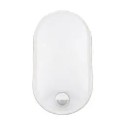 Produktbild: M EGA MEGACUBE 18W Oval LED Außenwandleuchte mit PIR-Bewegungsmelder 4000K IP65 wasserdicht für Garten, Terrasse, Garage, Flur, Keller, Wintergarten in Weiß - LED Wandlampe mit Bewegungssensor