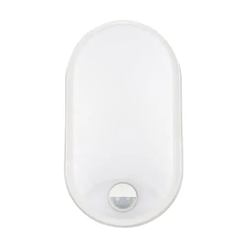 Produktbild: M EGA MEGACUBE 18W Oval LED Außenwandleuchte mit PIR-Bewegungsmelder 4000K IP65 wasserdicht für Garten, Terrasse, Garage, Flur, Keller, Wintergarten in Weiß - LED Wandlampe mit Bewegungssensor