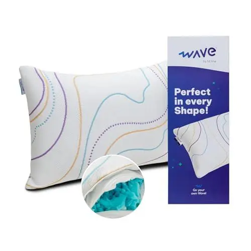 Produktbild: M LINE Höhenverstellbares Memory Foam Kissen - Ergonomisches Kopfkissen - Ideal für Seitenschläfer und Rückenschläfer - Mit Sommer- und Winterseite - Anti Allergiker - 50x70cm - Wave Shape Kissen by