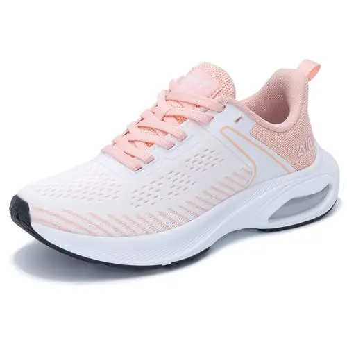 Produktbild: M MAGPER Laufschuhe Damen Air Sportschuhe mit Dämpfung Turnschuhe Atmungsaktiv Schuhe rutschfest Fitnessschuhe Weiß Rosa Size 40 EU
