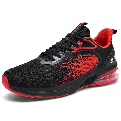 Produktbild: M MAGPER Sportschuhe Herren Air Laufschuhe Turnschuhe Herren Schuhe Dämpfung Leicht Running Sneaker Schwarz Rot Size 42 EU