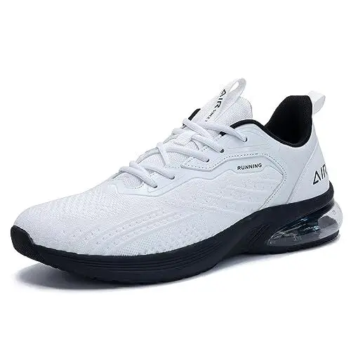 Produktbild: M MAGPER Sportschuhe Herren Air Laufschuhe Turnschuhe Herren Schuhe Dämpfung Leicht Running Sneaker Weiß Schwarz Size 41 EU