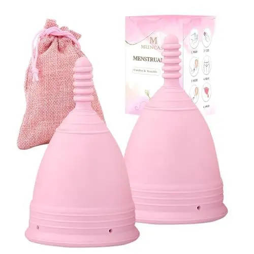 Produktbild: M MUNCASO Menstruationstasse 2 Stück Period Menstrual Cup, Sehr Weich und Flexibel Mehrwegbecher Menstruationstasse aus Medizinischem Silikon Menstruations Cup