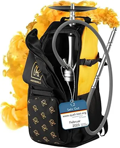 Produktbild: M. ROSENFELD Shisha Tasche Gross mit 13 Fächern - Premium Shisha Rucksack - Reise Shisha Tragetasche Aufbewahrung Unterwegs - Nargile Wasserpfeife Hookah Shisha Zubehör Set - Gepolstert & Wasserdicht