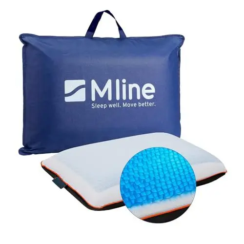 Produktbild: M line | Fresh Pillow | Kühlendes Kopfkissen mit Patentierte Gel - Ergonomisches Gelkissen mit Memory Foam - Blau/Weiß - 60 x 40 x 13 cm