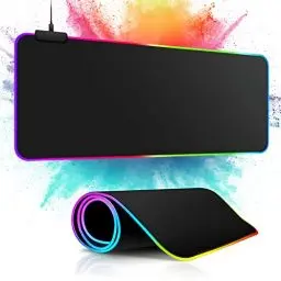Produktbild: m MU Gaming Mauspad RGB, Mousepad 800x300mm, XXL Gaming Mousepad groß, 13 Beleuchtungs Modi 7 LED Farben Anti Rutsch für Computer PC Professionelle Gamer, Schwarz