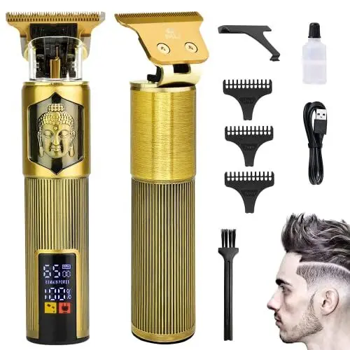 Produktbild: m MU Haarschneidemaschine, Display LCD Pro Wiederaufladbarer Der Konturen Haartrimmer Mit Führungskämmen, T-Outliner Schnurloser Langhaarschneider für Friseure, Profi Bartschneider Herren