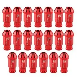 Produktbild: M12 Lug Nuts, Akozon Lug Nuts, Radmuttern Kappen Radmuttern Radschraube M12x1,25 Kegelbund Rote Felgen Muttern Mg zr Lug Nuts Autoreifenschraube Radmutter Rennradmutter (Rot)