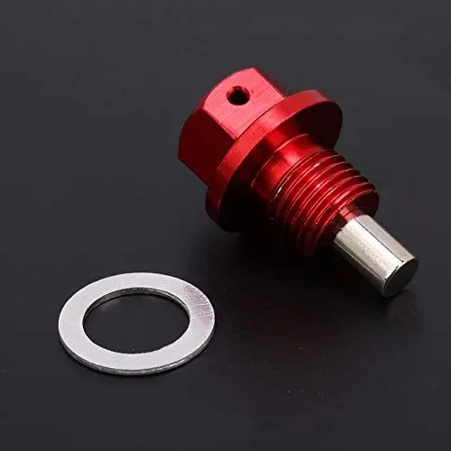 Produktbild: M12 * 1, Yosoo25 Rot Aluminiumlegierung Auto Magnetische Motorölwanne Ablassschraube Schraube für Vis Carter Huile Svs 650 M12-1.25 Einteilige ölwannendichtung