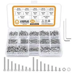 Produktbild: M2.5 Schrauben Set, VIGRUE 840Pcs M2.5 Sechskantschraubenset, Edelstahl Metrische Schrauben und Muttern set, SchraubenSortiment Innensechskant Gewindeschrauben,Maschinenschrauben