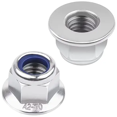 Produktbild: M4 Flanschmuttern 25 Stück, Leryati DIN 6923 Flanschmutter mit Sicherungsmuttern A2 V2A, Sechskant Flansch Muttern Edelstahl Sechskantmuttern mit Flansch, Sicherungsmuttern mit Polyamid-Klemmteil